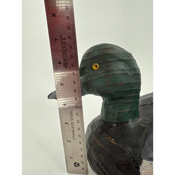 Wild River Collection Hand Carved Wooden Duck Decoy Black Duck With‎ Green Head - Picture 8 of 10